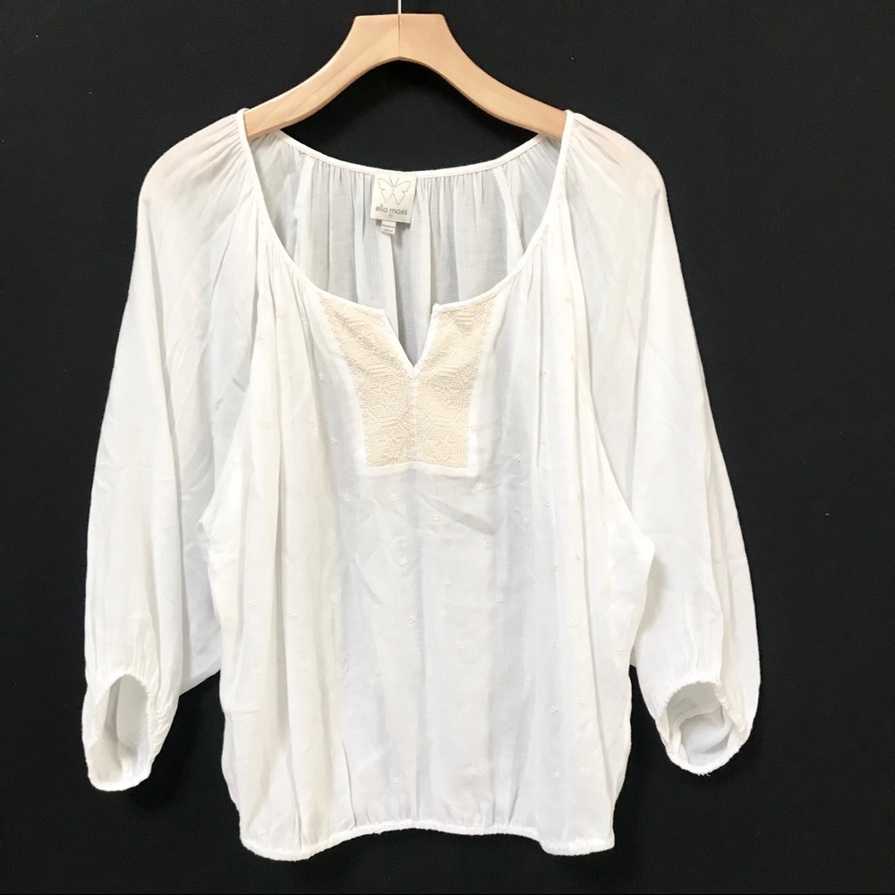 Ella Moss Dolman Sleeve White Blouse Rayon Top